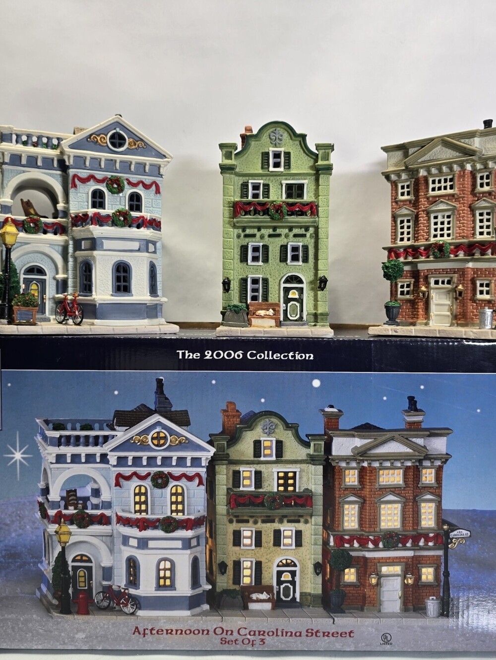 Carole Towne 62006  Afternoon On Carolina Street Christmas Village 2006 Set of 3